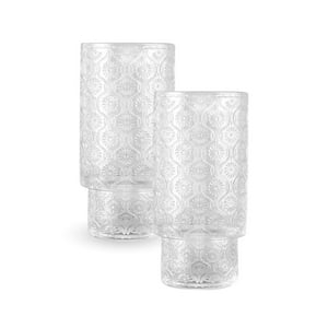 Santú Home & Deco - Set 2 Vasos Vidrio Relieve Flor Begonia 280Ml