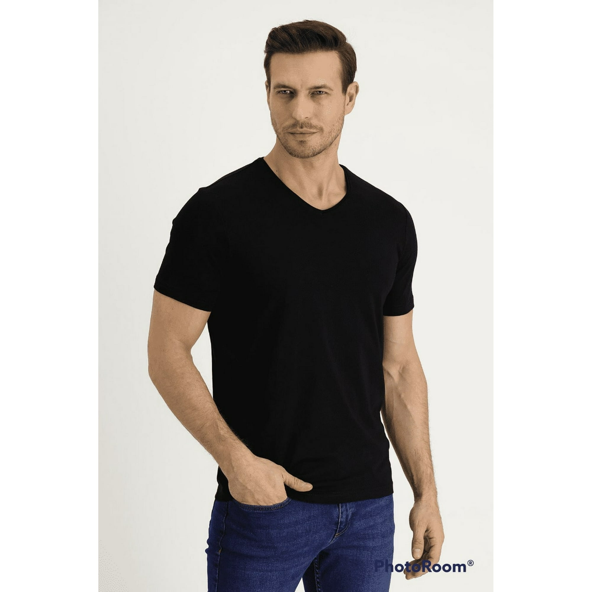 Home Fashion - Polera Hombre Manga Corta Cuello Redondo Negro Talla Xl