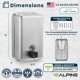 thumbnail image 3 of Dispensador de jabón Alpine comercial de acero inoxidable montado en pared 1200 ml, 3 of 8