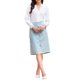 thumbnail image 2 of Falda de Tweed de Mujer INSPIRE CHIC Cintura Alta Elegante para Oficina y Trabajo Faldas Lápiz Midi con Bolsillo L Azul Claro, 2 of 5