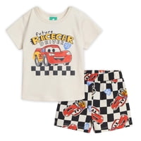 Conjunto De Atuendos Disney Cars Lightning Mcqueen Con Camiseta Y Pantalones Cortos