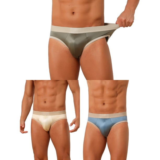 INSPIRE CHIC Ropa Interior de Hombre Cómoda y Elástica con Bloques de Color 3-Pack Calzoncillos 30 Azul Beige Gris