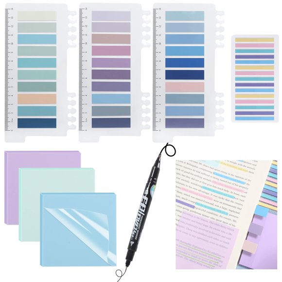 Etiquetas para libros Sticky Tabs Roamall, 1050 unidades, con rotulador Morandi