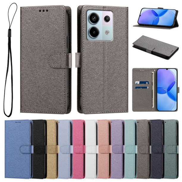 Cartera Funda para Xiaomi Redmi Note 13 Pro 5G Carga Inalámbrica, Gris