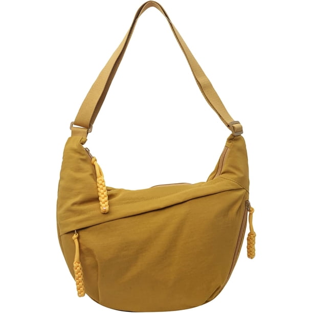 Bolso bandolera nylon color liso mujer 2026 moda ligero media luna correa ajustable ancha