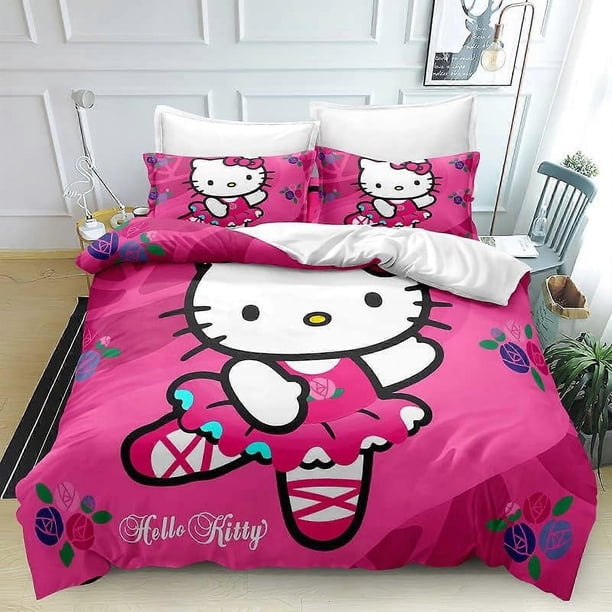 Funda Nórdica Con Estampado De Anime Hello Kitty Ropa De Cama Y Fundas De Almohada Para Niños Adolescentes Y Adultos