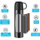 thumbnail image 2 of Botella de agua de acero inoxidable, taza aislada al vacío con tapa antifugas, taza termo de doble pared, taza de viaje Spot que mantiene caliente y frío durante 12 horas, sin BPA, 17 oz (negro), 2 of 7