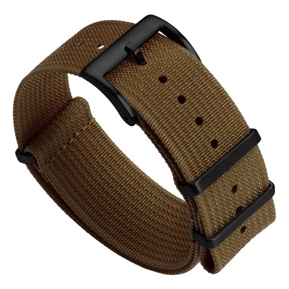 Correa de reloj WatchGecko Ridge de nylon marrón 20 mm