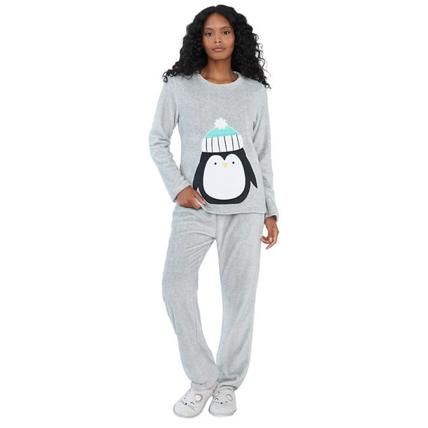 Pijama Mujer Coral Print Gris Corona