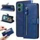 thumbnail image 1 of Funda tipo cartera para Motorola Moto E15 con bolsillo con cremallera y ranuras para tarjetas – Función de soporte Azul, 1 of 5