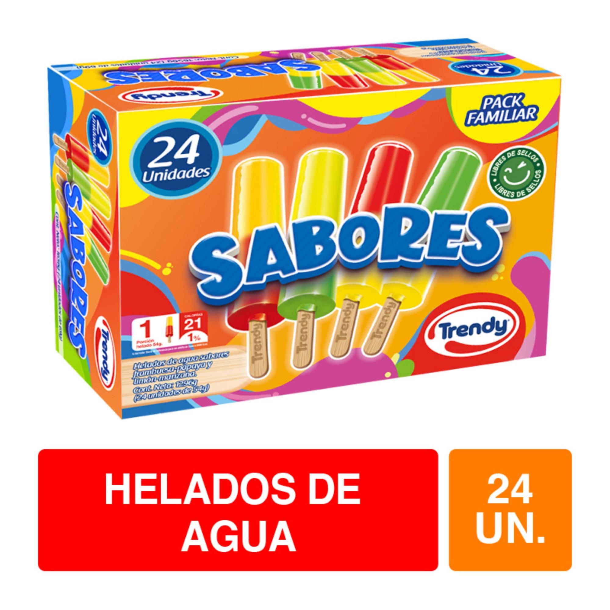 Helado De Agua Sabores Naranja, Piña, Limón Y Tutti Frutti Caja 24 Un Trendy