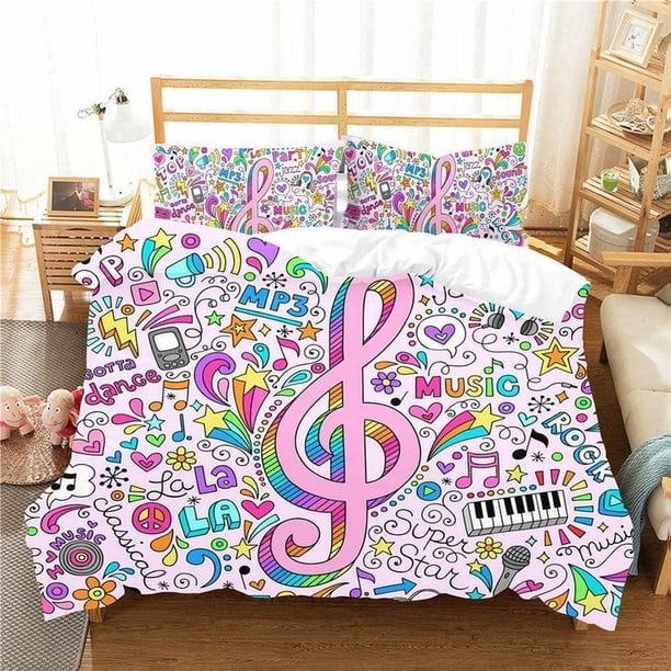 Music Piano Element Black White Quilt Duvet Cover Set Bedding Doona Cover3-Piece Bedding Set