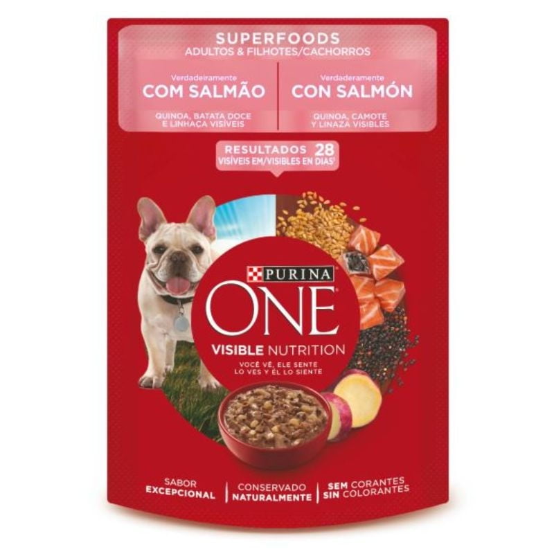 Alimento Húmedo Perro Adulto Y Cachorro Superfoods Sabor Salmón Pouch 85 g Purina One