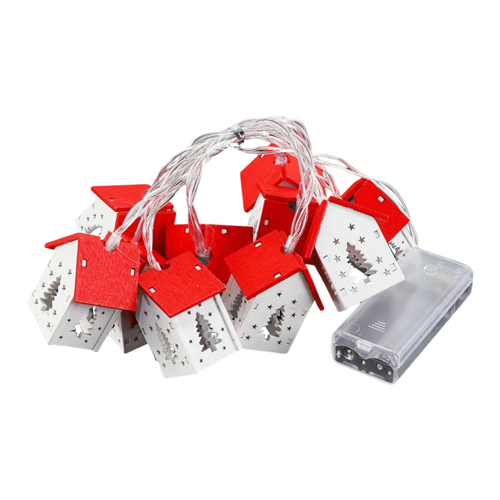 Gazechimp - Guirnalda De Luces Led De Madera Para Casa De Navidad, Manualidades Para Árbol De Navidad De Granja, 1,5 M, 10 Luces, Árbol De Navidad