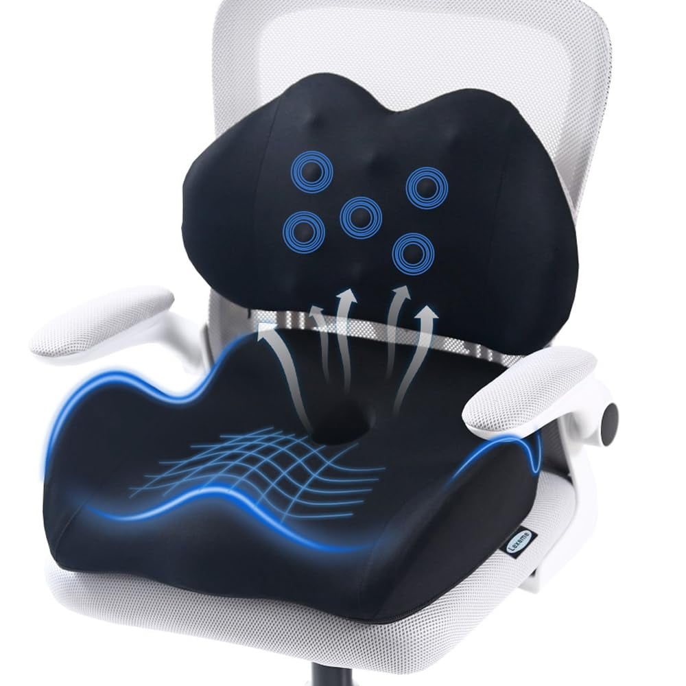 Cojín De Asiento Y Almohada De Soporte Lumbar Lexeme X Large, Espuma Viscoelástica