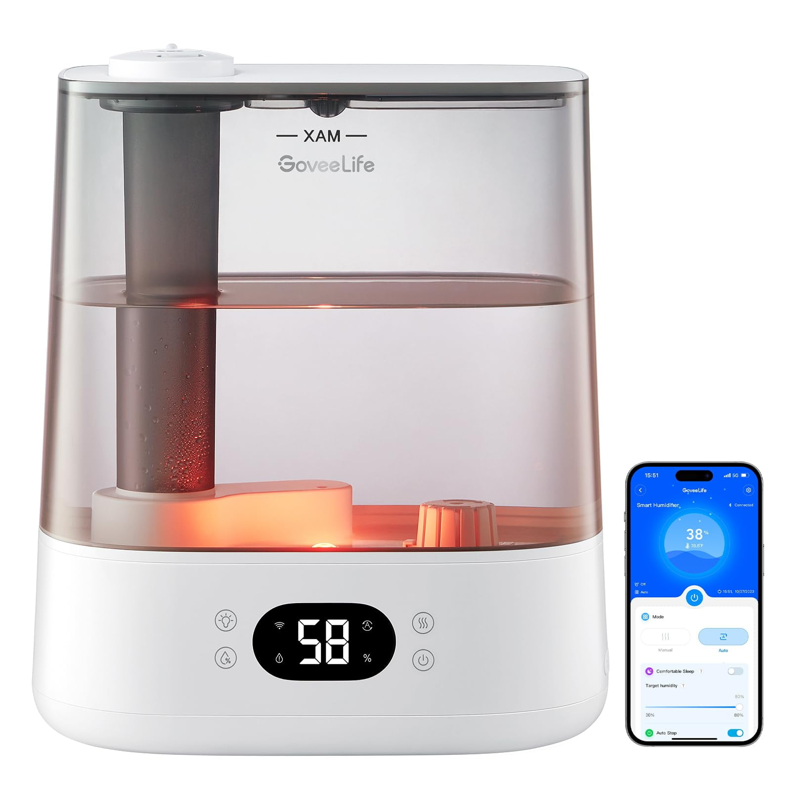 Humidificador Inteligente Goveelife Cool Mist De 6 Litros Con Relleno Superior Para Dormitorio