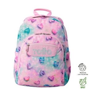 Mochila Escolar Para Niña Notebook 14"" Acuarela Glitter Rosado Totto