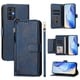 thumbnail image 1 of Funda tipo cartera para TCL 305 con bolsillo con cremallera, tarjetero, soporte, correa para la muñeca y tapa de cuero azul, 1 of 5