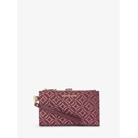 Michael Kors - Cartera Jet Set Metálica Logo Jacquard Dorada