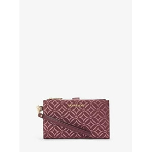 Michael Kors - Cartera Jet Set Metálica Logo Jacquard Dorada