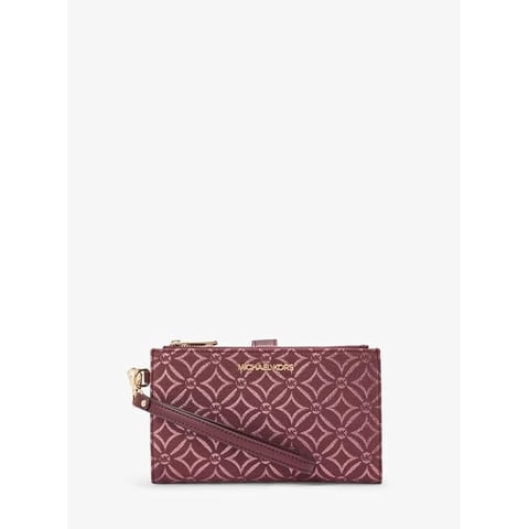 Michael Kors - Cartera Jet Set Metálica Logo Jacquard Dorada