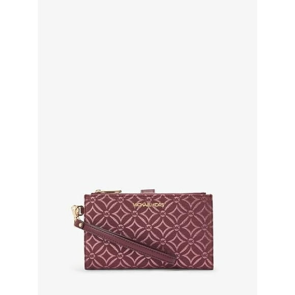 Cartera Jet Set Metálica Logo Jacquard Dorada