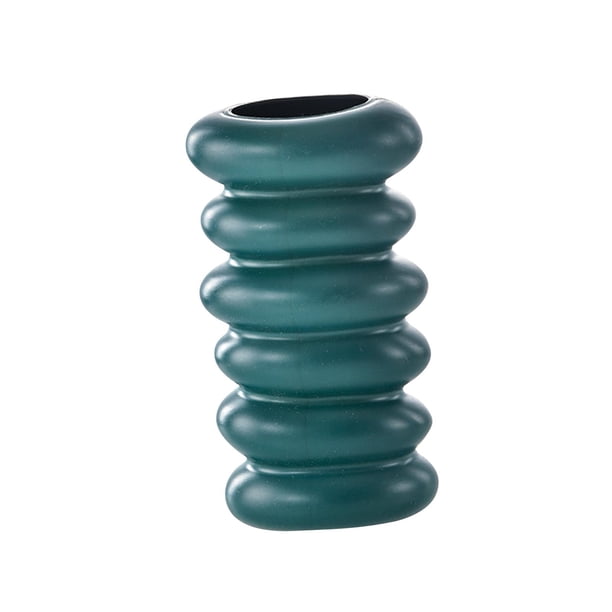 Florero con diseño en espiral Decoración de macetas Arreglos florales de escritorio modernos Plantas de interior Florero de brotes para oficina Fiesta Verde oscuro
