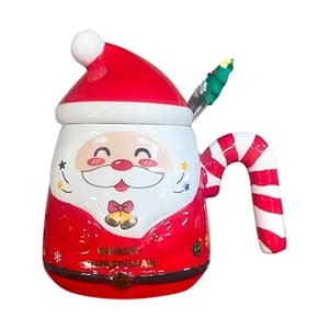 Bothyi - Taza De Cerámica Navideña Taza De Té Festival Con Asa Taza De Desayuno Taza Novedosa Rojo