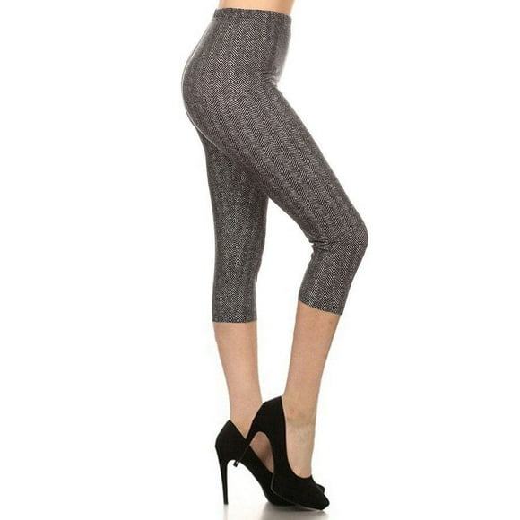Saronite Leggings Capri de Yoga con Estampado de Chevrones y Cintura Gruesa de Spandex para Mujer
