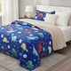 thumbnail image 1 of Cubrecama Quilt Sherpa 1.5 Azul Dinosaurio, 1 of 3