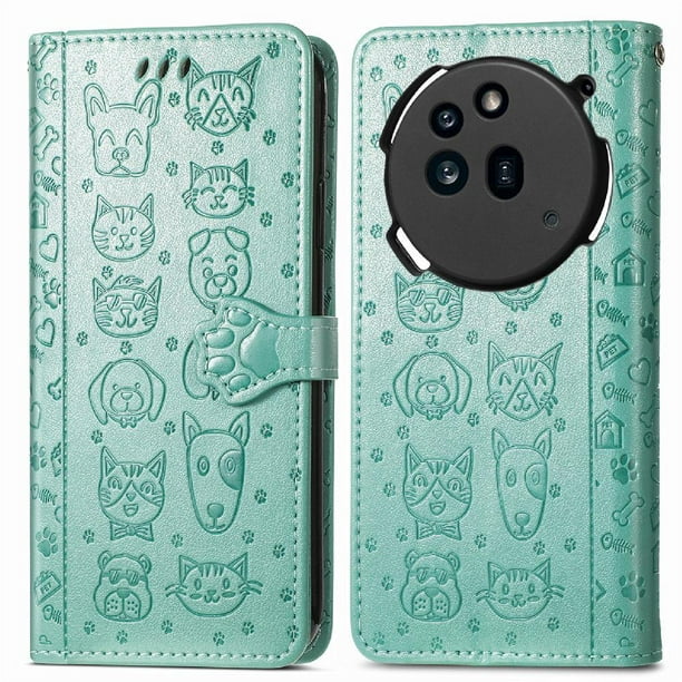 Funda Cartera FOXDOCK para Nothing Phone 3A Pro , Flip PU con Relieve de Gatos y Perros, Tarjetero y Soporte