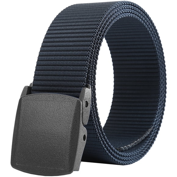 Cinturón para hombre, correa de nailon con hebilla de plástico transpirable para trabajo y viajes, 130cm, Azul Marino
