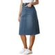 thumbnail image 4 of INSPIRE CHIC Falda de Mezclilla de Cintura Alta para Mujer, Falda de Jean hasta la Rodilla con Dobladillo Deshilachado y Bolsillos Azul XS, 4 of 6