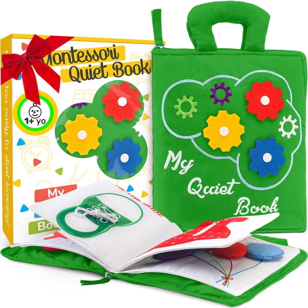 Juguete Montessori Busy Book DeMoca para niños pequeños de 1 a 3 años con 9 actividades