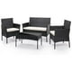 thumbnail image 1 of juego terraza living woven 4 pieza para exterior negro, 1 of 4