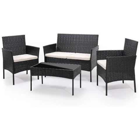 Space Home - Juego Terraza Living Woven 4 Pieza Para Exterior Negro