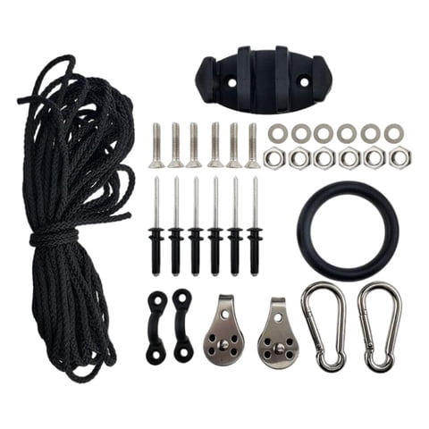 Magideal - Kit De Carrito De Ancla Para Kayak, Cuerda De 30 Pies, De Aparejos De Cubierta De Tuercas, Con Tornillos, Poleas, Remaches, Ojos De Almohadilla