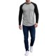 thumbnail image 2 of INSPIRE CHIC Camiseta de Hombre Raglán de Manga Larga Cuello Redondo Casual Camisetas de Béisbol S Gris Claro, 2 of 6