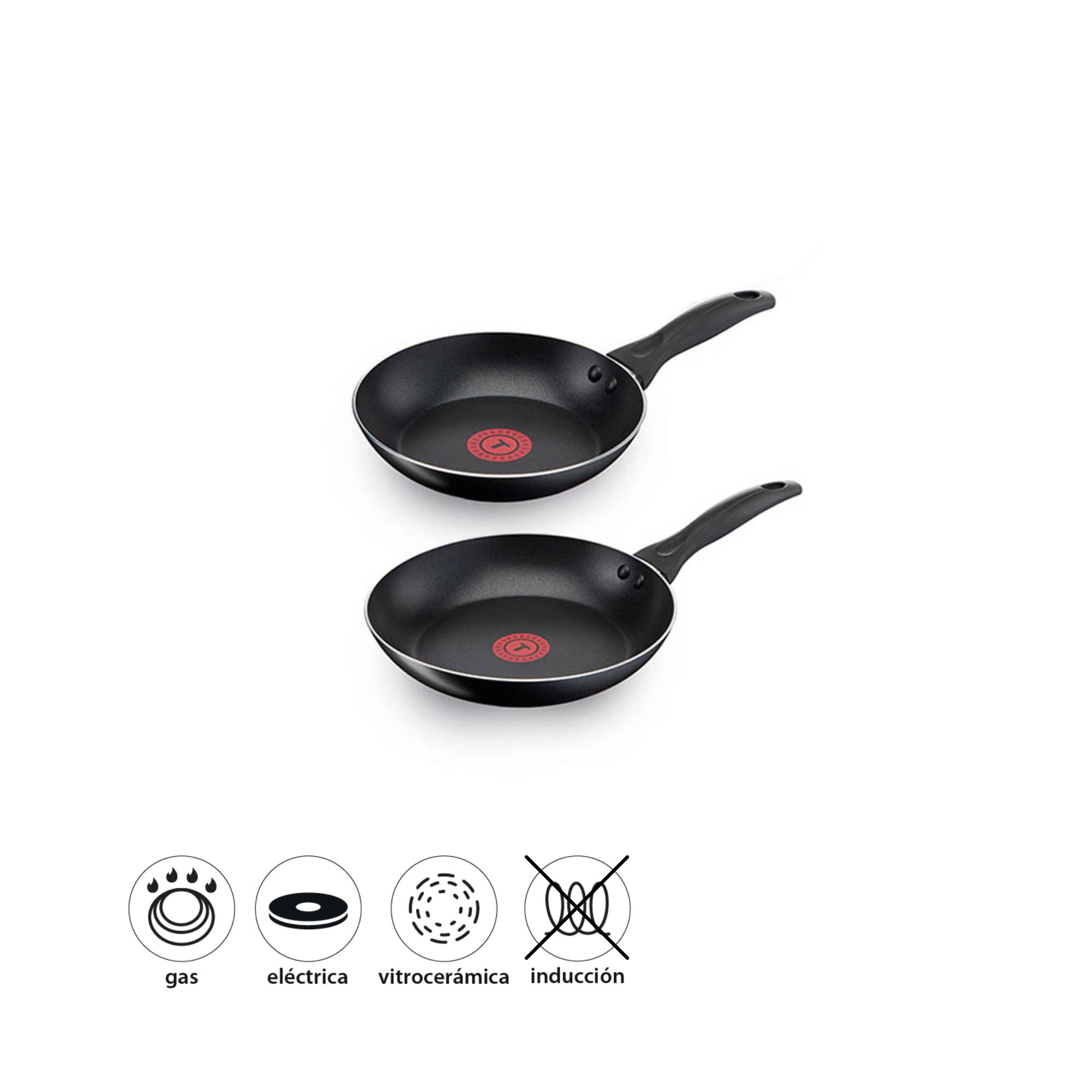 Tefal - Juego De Sartenes 20-26 Cm Aluminio Easy Cook Negro 1 Piezas 2 Piezas