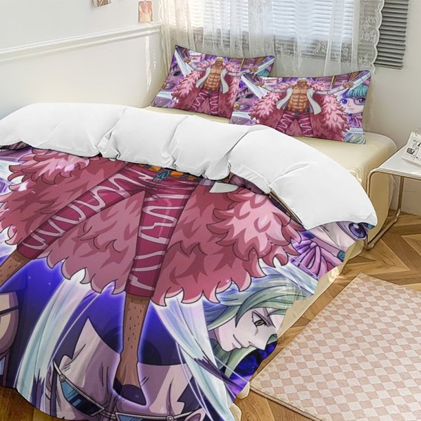 Donquixote Doflamingo Bed Duvet Cover Funny Anime Cartoon Bedding Sets Lightweight 3 Piece Comforter Sets