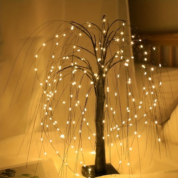 50cm/19.69inch USB Willow Tree Lamp, Festive Decor Illusion Copper Wire Decorative Lamp, LED Christmas Decorative Lamp