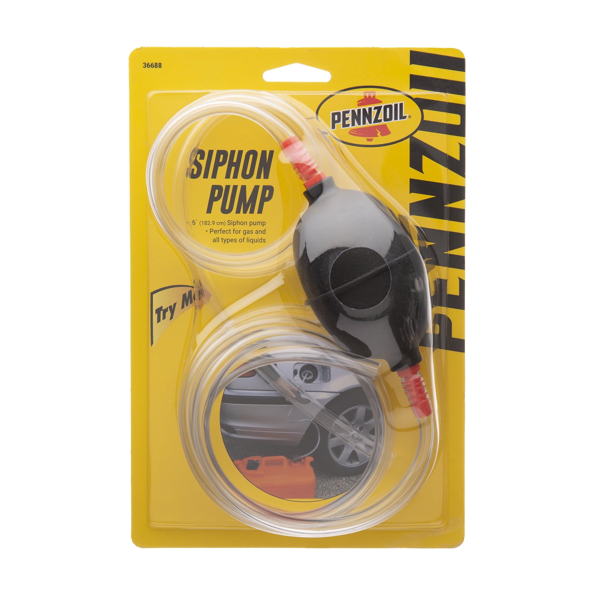 Custom Accessories - Bomba De Sifón Pennzoil 36688 Con Tubo De 6 Pies Para Gas Y Líquidos
