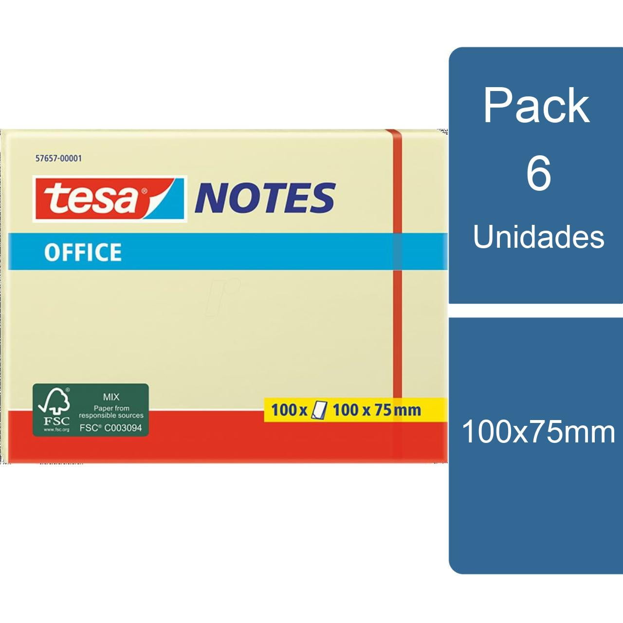 Tesa - Pack 6 Notas Adhesivas 100x75mm
