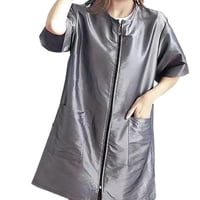 Xusx111 - Ropa De Trabajo Para El Cuidado De Mascotas Con Cremallera Completa, Ligera A Prueba De Salpicaduras Mangas Cortas Y Largas Para El Cuidado Del Pelo Chaqueta De Humo (Plata M)