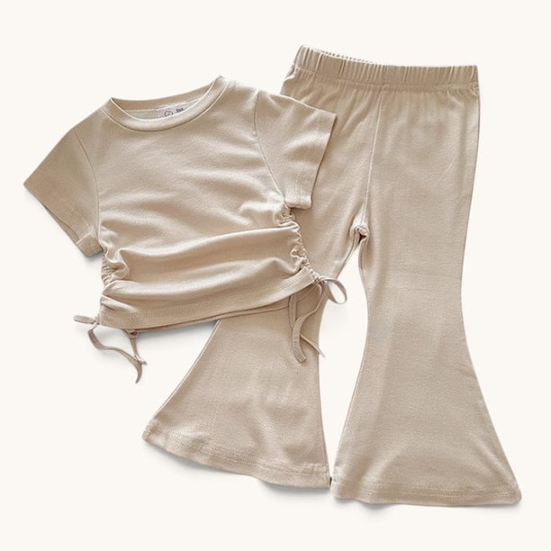 Conjunto De Polera + Pantalon De Pata Ancha Para Niñas Primavera Verano