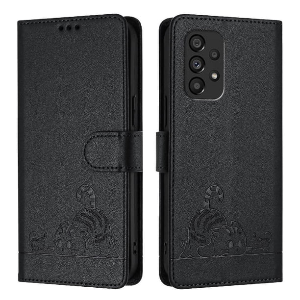 Funda tipo cartera FOXDOCK para Samsung Galaxy A53 5G con soporte, ranuras, RFID, diseño de gato