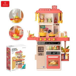 Anikids - Cocina Juguete Grande 50Pcs Niños Spray Kitchen 78Cm Rosado