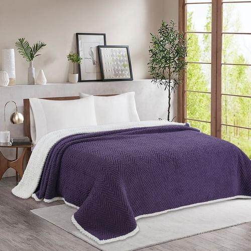 Frazada Andes Chiporro Espiga Morado 2 Plaza