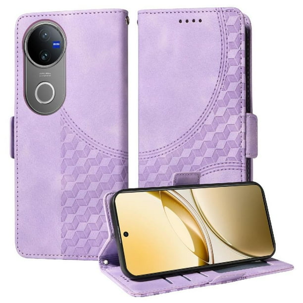 Carcasa FOXDOCK Vivo V50 de cuero PU, diseño acolchado clásico, protección contra caídas y rayones