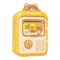 Fliperex - Alcancía Gato Caja Fuerte Kawaii Contraseña Sonido Y Huella Amarillo